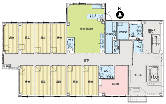 大阪府にあるグループホーム フォーユー緑橋のフロア案内