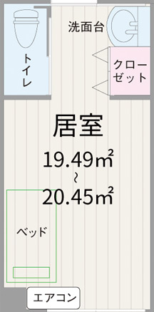 兵庫県神戸市にある住宅型有料老人ホーム グラディーナ西舞子のお部屋の見取り図