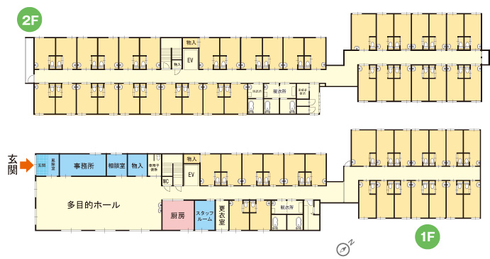 大阪府堺市西区にある住宅型有料老人ホームのまごころ荘石津Ⅱのフロア案内