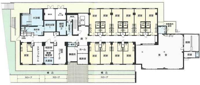 住宅型有料老人ホーム やさしい手広野のフロア案内